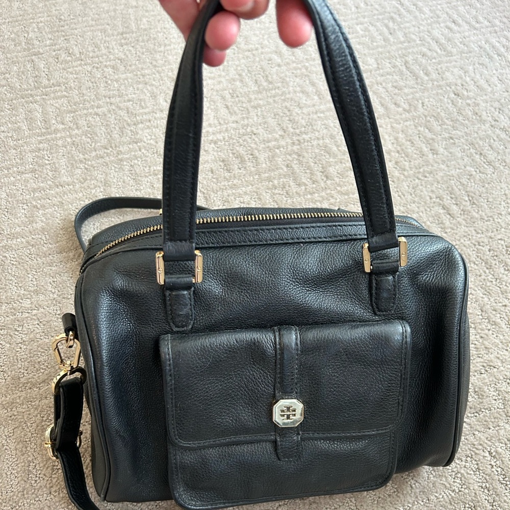 Tory Burch Black Leather Clay Handbag
